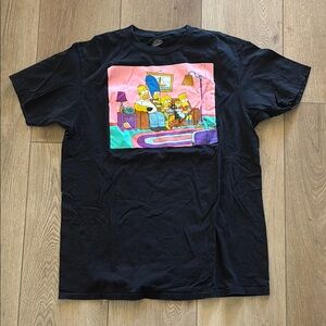 Black Graphic Tee with Cartoon Print